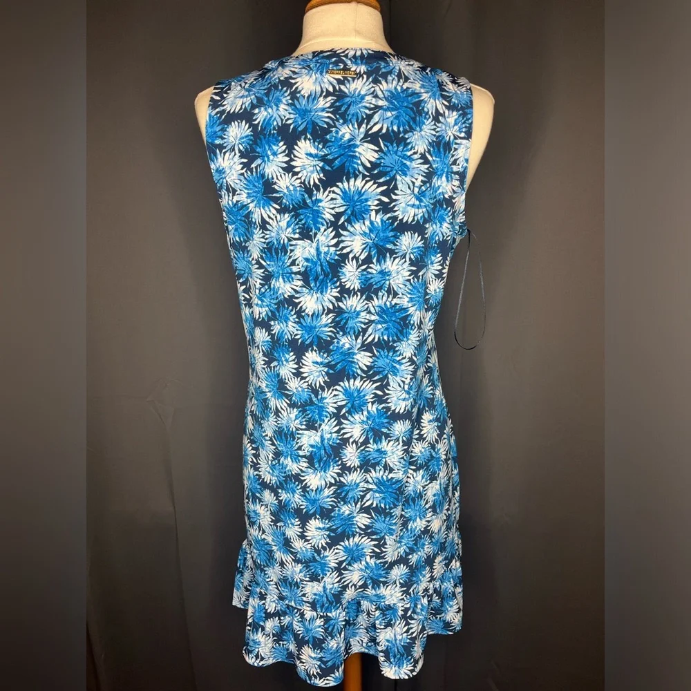 MICHAEL Michael Kors Women's Grecian Blue Ruffle‎ Bottom Tank Dress Size M.